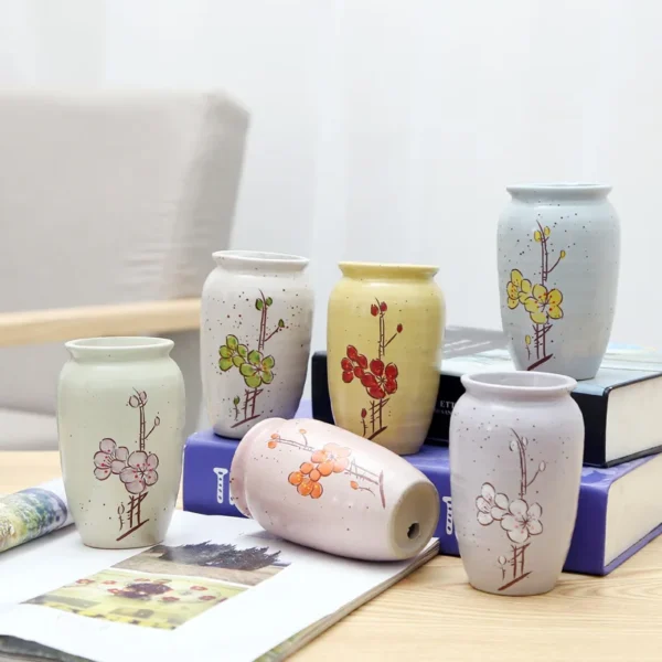 Mini Flower Ceramic Flowerpot Korean Ins Color Hand-painted Desktop Thumb Flowerpot Balcony Meat Flowerpot Family Garden