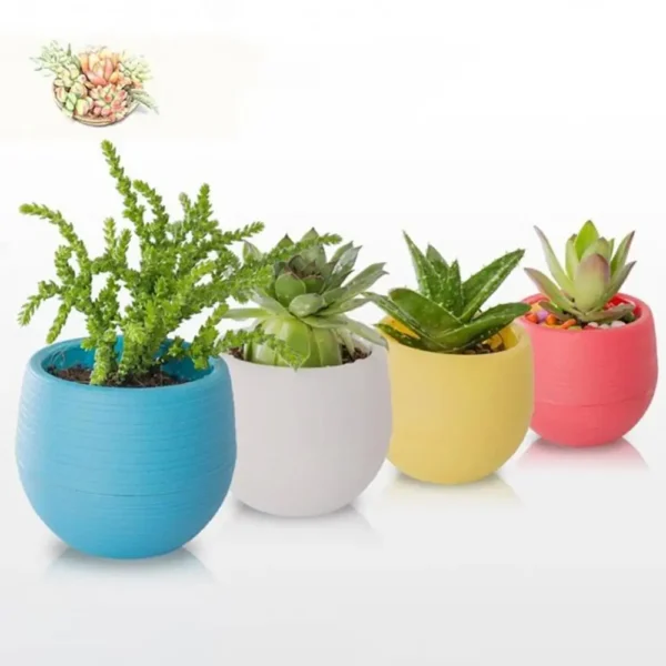 Plastic Drainage Hole Egg Shape Plant Pot Flowerpot Home Office Garden Decor - Image 4