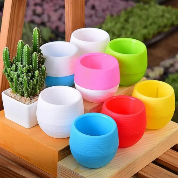 Plastic Drainage Hole Egg Shape Plant Pot Flowerpot Home Office Garden Decor - Image 2